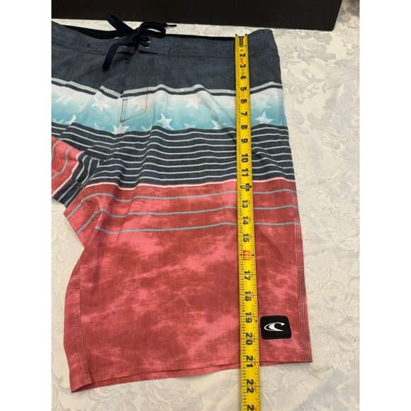 O'Neill Size 38 Heist Red White Blue Stars USA‎ Board Shorts Surf Swim Unlined - Picture 11 of 11